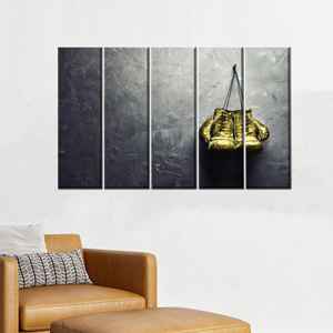 ผ้าใบพิมพ์ลายถุงมือชกมวยสีทองสุดหรู - ของตกแต่งสไตล์สปอร์ตสมัยใหม่,5P:ห่อแบบแกลเลอรี่ - Product Image 1