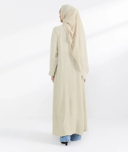 Premium Modest <b>Women</b> <b>Abaya</b> Dress Beaded Anti-static Breathable Cotton Polyester Blend Islamic Maxi Dubai Style Wedding Casual - Product Image 2