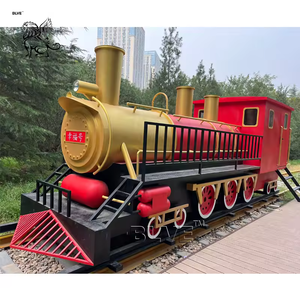 BLVE tamaño grande al aire libre parque decorativo Metal Arte Centro Comercial modelo estatua jardín rojo Acero inoxidable <span class=keywords><strong>tren</strong></span> escultura - Product Image 3