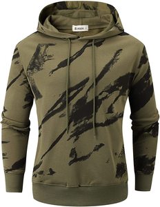 เสื้อฮู้ดสวมหัวผ้าฝ้ายพิมพ์ลายพรางสำหรับผู้ชาย - Product Image 5