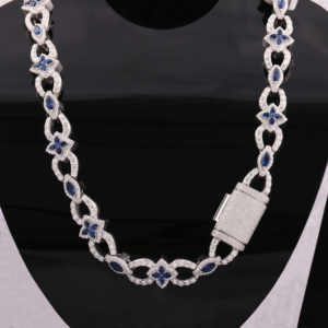 Cadena Cubana Miami de Moissanita, 35 Quilates, VVS1, Chapada en Rodio, Corte de 14 mm, Engaste de Garra, Estilo Iced, Regalo para Fiesta o Boda, para Hombre, Plata de Ley - Product Image 1