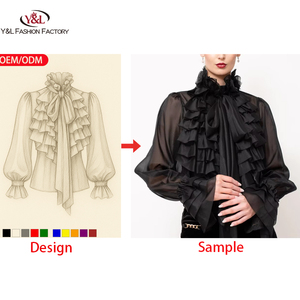 OEM ODM Hochwertige Elegante Seiden-Chiffon Damenblusen Einfache Modische Gewebte Einfarbige Bürokleidung Damenblusen Hemden - Product Image 1