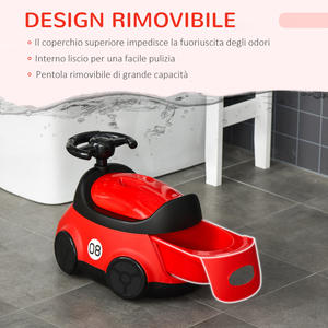 HOMCOM-Orinal para bebé, asiento de entrenamiento con volante y bañera extraíble para niños de 6 meses a 3 años, Color Rojo - Product Image 5