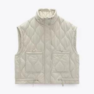 2024 femmes coton rembourré veste gilet léger Zip matelassé gilet avec col montant respirant imprimé vêtements d'extérieur - Product Image 4