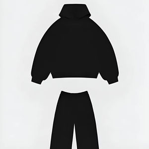 Conjunto de dos piezas Unisex personalizado para hombre de gran tamaño 100% algodón transpirable polar 465G Sudadera con capucha y chándal informal para correr - Product Image 1