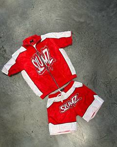 Conjunto cortavientos Vintage personalizado lavado ácido estampado Boxy camiseta conjunto algodón Streetwear Puff Crop Shorts Vintage chándales conjunto - Product Image 3