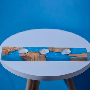 Elegante portavelas de madera y epoxi, regalo único de decoración del hogar para ella para inauguración de la casa y Navidad - Product Image 3