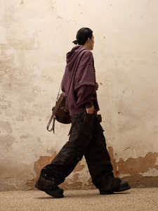 Oversize desmontable lavado a la piedra Invierno Polar transpirable a prueba de viento Sudadera con capucha mujeres gota hombro extraíble capucha ácido lavado sol desteñido - Product Image 4