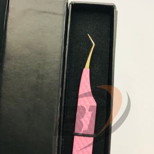 Pince à épiler professionnelle en acier inoxydable durable à 45 degrés pour extensions de cils, prise ferme, modèle volume rose doré, applicateur - Product Image 3