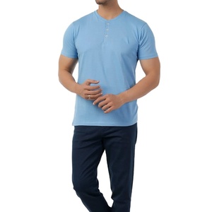 Camiseta de Corte Regular con Cuello Redondo y Botones, Manga Corta, Estilo Vintage, Tejido de Punto, Ajuste Delgado, Color Sólido Personalizado, Anti-Pilling - Product Image 1