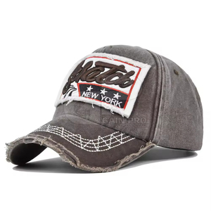 Casquette de baseball en détresse personnalisée avec style délavé vintage pour hommes et femmes Casquette de baseball en détresse en coton réglable pour tenue décontractée - Product Image 3