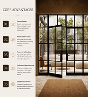 Cloison de séparation de pièce moderne en acier et verre pour appartement, bureau, hôtel