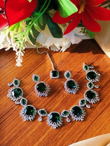 Premium Quality <b>Bridal</b> Anniversary <b>Set</b> Stainless Steel Includes <b>Necklace</b> Earrings Crystal Rhinestone Tikka Classic Stylish - Product Image 3