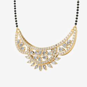 Women's Flower Shape 1.60 Carat Rhodium Plated Sterling <b>Silver</b> Moissanite Mangalsutra Necklace for Religious Ceremonies - Product Image 4