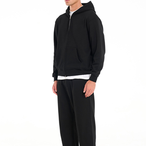 ชุดวอร์มสำหรับผู้ชายชุดครอปมีซิปมีฮู้ดและกางเกงขายาวทรงหลวมโอเวอร์ไซส์ออกแบบโลโก้ได้ตามต้องการ - Product Image 6