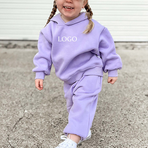 Ropa nueva de alta calidad Unisex polar Color sólido traje deportivo de dos piezas bebé niños chándal - Product Image 2