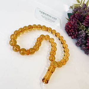 Misbaha en ambre baltique naturel, chapelet en ambre couleur cognac, perles couleur thé - Product Image 4