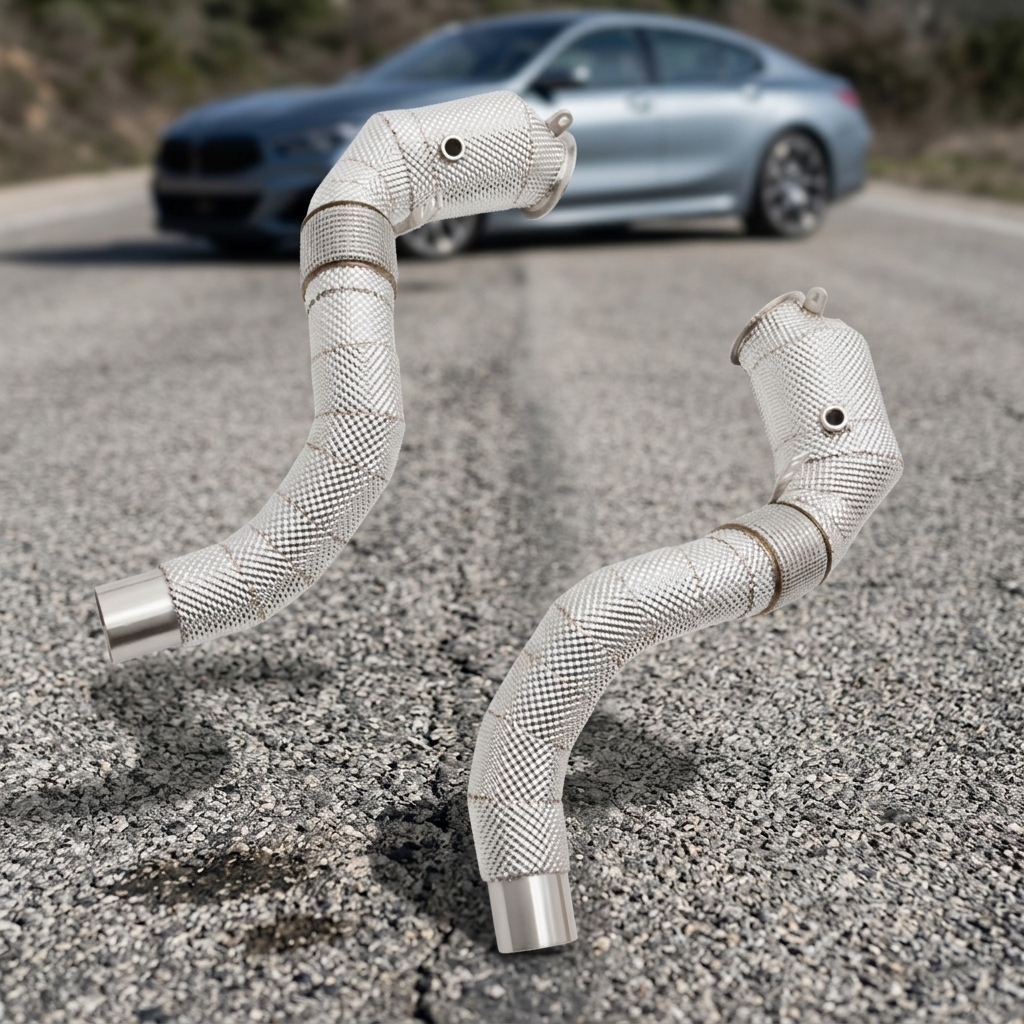VantaFlow Stainless Steel Straight Downpipe Exhaust System With Heat Shield for BMW M850i G14/G15/G16 4.4T 2019-2026
