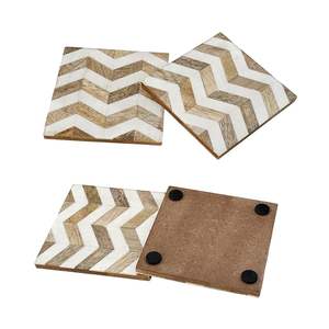 Juego de posavasos de madera ecológico clásico hecho a mano Pino natural bambú nogal Acacia estilo cuadrado redondo con soporte para bebidas - Product Image 3