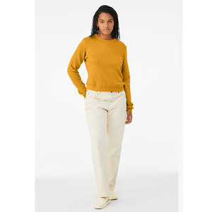 Bella + Canvas 7511 Style Mid Length Cropped <b>Women</b> Classic Crewneck Heather <b>Mustard</b> Sweatshirt <b>Jumper</b> Breathable Sweatshirt - Product Image 1