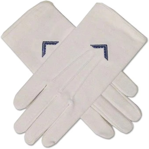 Gants maçonniques personnalisés, gants en coton brodés bleu foncé, mitaines maçonniques blanches - Product Image 5