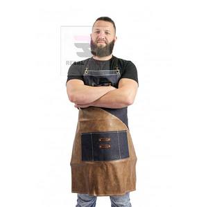 Tablier de salon de coiffure confortable personnalisé avec logo Tablier de cuisine en coton et denim durable Options en cuir disponibles - Product Image 4