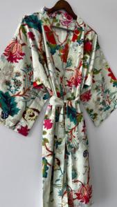 Kimono indien fait à la main en coton léger Peignoir à imprimé floral Boho Doux Confortable ODM Fourniture Thermique Tissé Dressing - Product Image 2