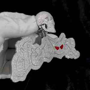 Pendentif personnalisé en forme de lettre en moissanite taille brillant rond avec argent sterling 925 pour homme, plaqué or 14 carats, style hip-hop glacé - Product Image 5