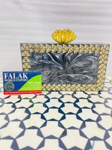 Bolso de mano de resina para mujer hecho a mano de moda al por mayor, bolso de mano de lujo con piedra de ágata Natural, borlas, diamantes, abalorios, bordado de perlas - Product Image 6