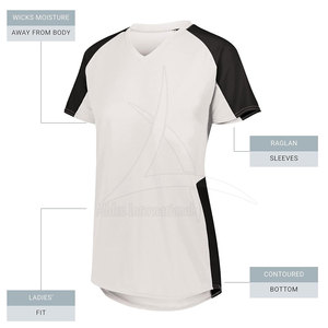 เสื้อซอฟต์บอลระบายอากาศได้ดีคอวีผ้าโพลีเอสเตอร์100% สามารถปรับแต่งโลโก้ได้สี - Product Image 3