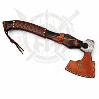 Handgeschmiedete Doppelköpfige Wikinger-Axt Anpassbar Hochkohlenstoffstahl Damaskus Industriell Outdoor Camping Rosenholzgriff 18 Zoll