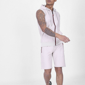 Logotipo personalizado de alta calidad de algodón de felpa francesa logotipo al por mayor personalizado Casual Sport Fashion Mens Zip up Sudadera con capucha y conjunto corto - Product Image 1