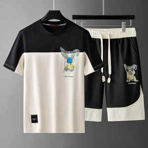 Haute qualité imprime hommes ensemble Streetwear survêtement décontracté hommes à manches courtes T-Shirt Shorts 2 pièces ensembles survêtement ensembles - Product Image 3