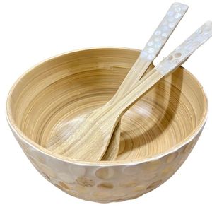 Ustensiles de cuisine du Vietnam en gros ODM filé bambou vadrouille incrustation saladier avec serveurs pour vaisselle de table restaurant fait à la main de haute qualité - Product Image 3