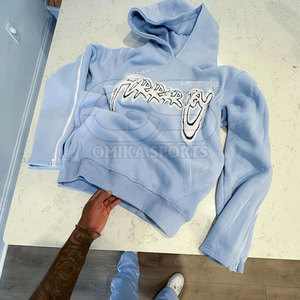 Survêtement à imprimé bouffant pour hommes à la mode avec sweat à capuche et pantalon de survêtement ensemble hommes survêtement imprimé bouffant tenue en tissu doux - Product Image 2