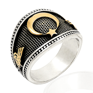 Anillo de Plata de Ley 925 para hombre, Original, superventas, antiguo, turco, Luna y Estrella, alta calidad, al por mayor, nuevo - Product Image 3