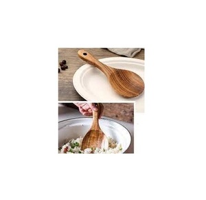 Cuillère à riz en bois de la plus haute qualité, 100% cuillères de cuisson et de service en bois massif de couleur bois cuillère à riz - Product Image 6