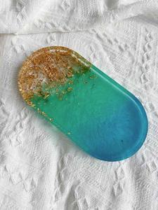 ถาดเรซิ่นตกแต่งหลากสี ถาดจัดระเบียบเครื่องสำอาง ของตกแต่งบ้าน ถาดเรซิ่นทรงรี ถาดวางของบนโต๊ะเครื่องแป้ง คุณภาพสูง - Product Image 5