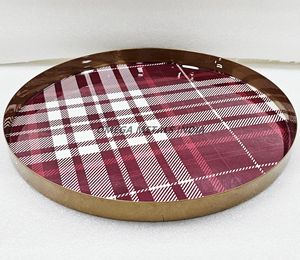 Plateau de service à carreaux bordeaux frappant pour exposer les collations et améliorer la décoration - Product Image 2