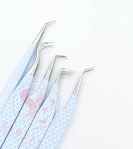 High Quality Somofy Enterprises Stainless Steel Russian Volume <b>Lashes</b> Eyelash Tweezers 10mm Precision Narrow Fine Tips - Product Image 1