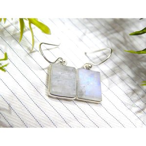 925 argent Sterling Vintage pierre de lune boucle d'oreille bijoux faits à la main pierres précieuses boucle d'oreille parfait cadeau pour femmes - Product Image 3
