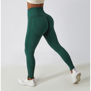Customized Wholesale Women's High Waist Three Section Waist Pull Pleats Lift Hips Eco-Friendly Quick Dry Seamless <b>Leggings</b> - Product Image 5