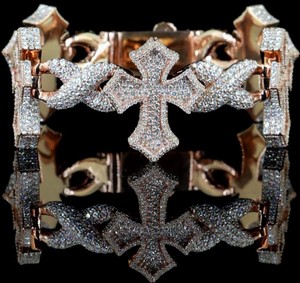 Pulsera Cruzada Chapada en Rodio con Diamantes Moissanite VVS, Plata de Ley 925, Estilo Hip Hop, Unisex, para Uso Diario - Product Image 1