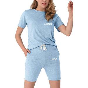 Nouvelle arrivée de service OEM de bonne qualité t-shirts et shorts ensembles deux pièces vêtements pour femmes en coton ensembles pour femmes en vente été - Product Image 3