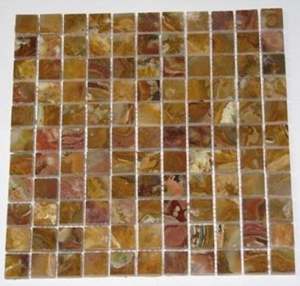 Tuile de mosaïque montée en maille polie multi d'onyx brun, collection de carreaux de mosaïque en marbre - Product Image 5