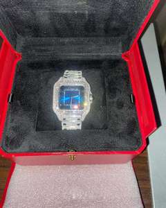 Full Silver Iced Stainless Steel VVS1 Moissanite Diamond <b>Watch</b> Antique Luxury Mechanical Sports Business Band Elegant Charm - Product Image 2