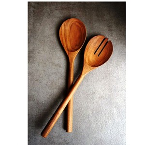 Juego de utensilios para ensalada de acacia hechos a mano, ecológicos, aptos para lavavajillas, utensilios para ensalada para el hogar y la cocina, hechos en India - Product Image 2
