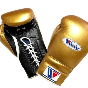 Gants de boxe à lacets Winning, or noir, cuir véritable, gants de combat professionnels pour l'entraînement, le sparring, le travail avec sac lourd, 8oz 10oz 12oz - Product Image 2