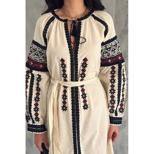 Vestido Maxi Bordado para Bodas, Fiestas, Oficina, Estilo Boho Transpirable con Cierre y Decoraciones Drapeadas, Talla Única, ODM - Product Image 5