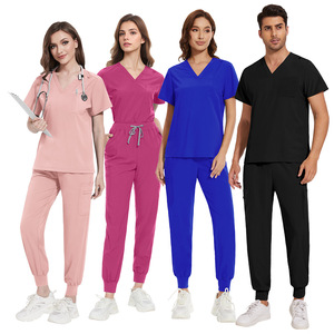 Conjunto de Uniformes Médicos Unisex con Cuello en V, Tejido Personalizado, Delgado, de Secado Rápido y Transpirable para Enfermeras y Profesionales de Salones de Belleza - Product Image 5